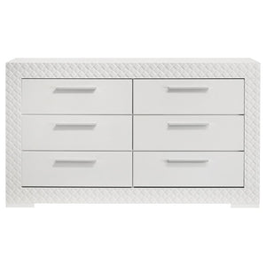  while the 3-dimensional diamond tile emboss adds a touch of sophistication. Six spacious drawers o