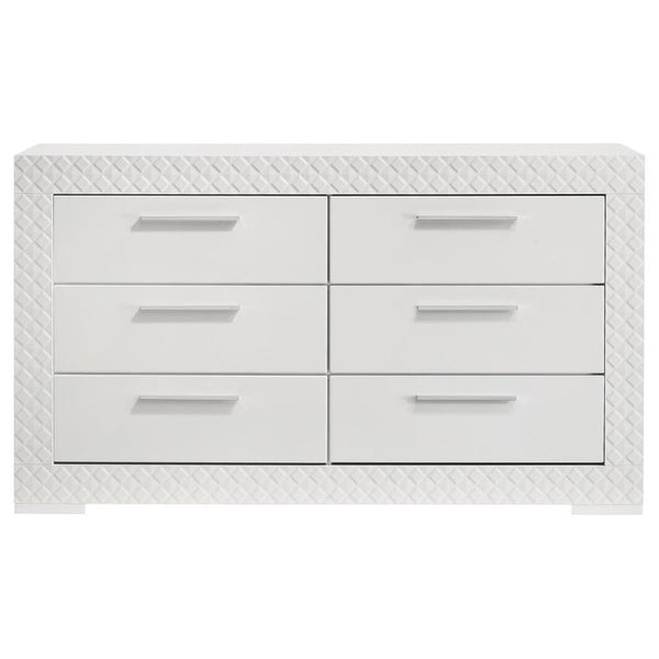  while the 3-dimensional diamond tile emboss adds a touch of sophistication. Six spacious drawers o