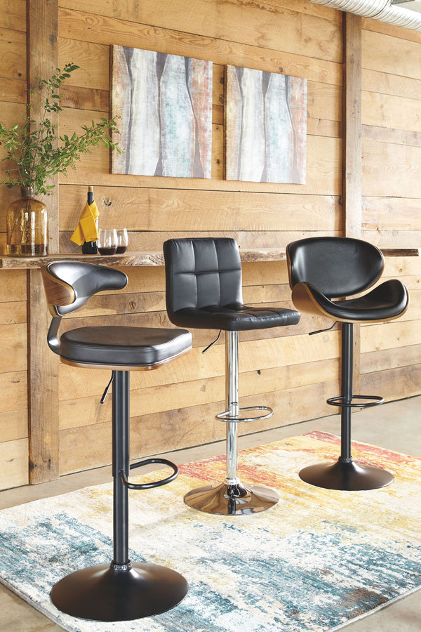 Bellatier - Black / Chrome Finish - Tall UPH Swivel Barstool(Set of 2)