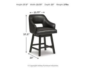Tallenger - Black / Dark Brown - UPH Swivel Barstool (Set of 2)
