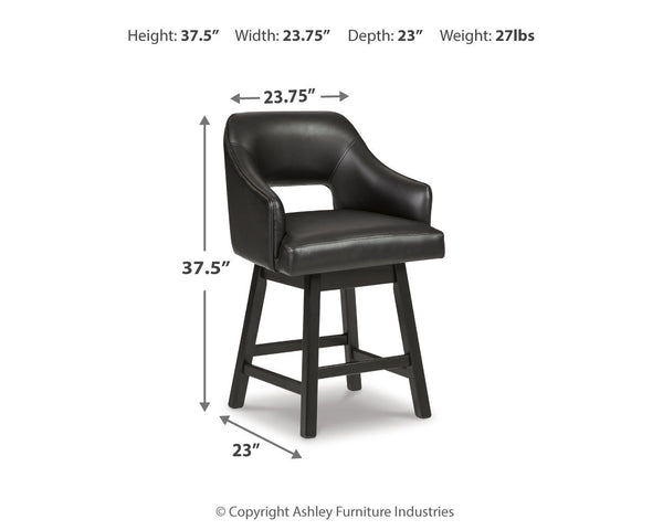Tallenger - Black / Dark Brown - UPH Swivel Barstool (Set of 2)