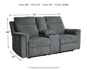  this power reclining loveseat with console invites you to sink into ultimate comfort. Easily t