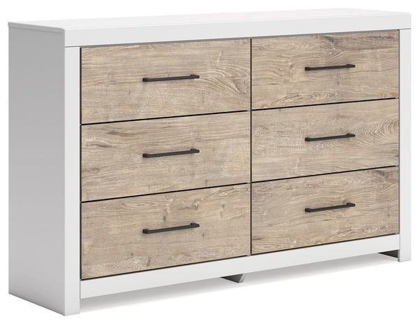 Relaxed yet striking, this dresser brings casual beauty and function to your dream destination. You-'re sure to love its six spacious drawers that easily glide open and offer plenty of storage for your wardrobe and spare bed linens. A delightful two-tone 