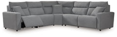 Looking cool and contemporary is great. But when it comes down to it, youâ€™re all about low-maintenance lounging. With the performance fabric on this power reclining sectional, cleaning spills is a breeze. The modular design caters to your ever-changing 