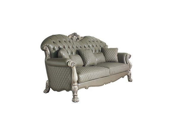 Introduce our new design for the Dresden sofa. Features vintage bone white color with matching occasional table, this sofa collection creates an elegant and traditional design into your living room. Hand-Crafted pieces inspired from the luxurious design o