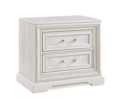 Introducing a bedroom collection that brings a breath of fresh sophistication to any living space. This suite boasts a bright, antique white finish that immediately brightens and opens up a room, providing a versatile foundation for any decor style. The b