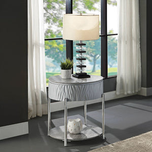 High Gloss Finish Metal Legs Storage Inlcuded Round Style