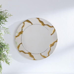  complete with a center mirror and a mirrored frame. Both are backed by MDF for added durability. The mirrored frame is enhanced with rivers of gold