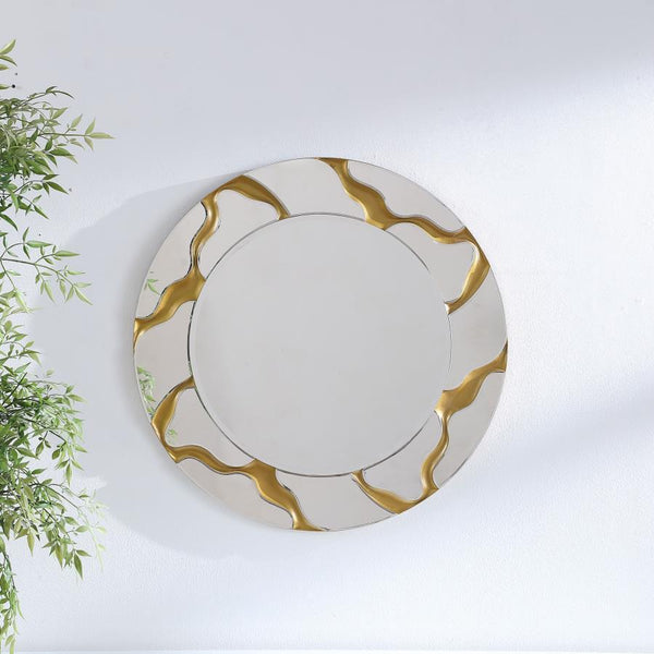  complete with a center mirror and a mirrored frame. Both are backed by MDF for added durability. The mirrored frame is enhanced with rivers of gold