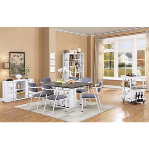 Anchor your dining space in effortless style with the Cargo dining collection. The impressive design elements mix contemporary and industrial themes into one impressive transitional look. The unique rectangular table features a pedestal base with two door