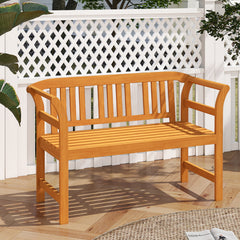 Suitable for 2 people with a 40" Ã— 17" seat and 800 lbs weight capacity<br>Natural and sturdy acacia wood for long-lasting reliability<br>Geometric backrest offers support and enhances sophistication<br>Comfortable armrests allow you to rest your arms fo