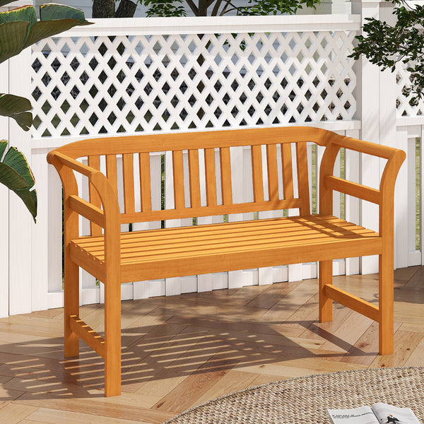Suitable for 2 people with a 40" Ã— 17" seat and 800 lbs weight capacity<br>Natural and sturdy acacia wood for long-lasting reliability<br>Geometric backrest offers support and enhances sophistication<br>Comfortable armrests allow you to rest your arms fo