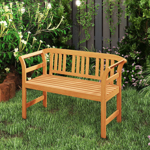 Suitable for 2 people with a 40" Ã— 17" seat and 800 lbs weight capacity<br>Natural and sturdy acacia wood for long-lasting reliability<br>Geometric backrest offers support and enhances sophistication<br>Comfortable armrests allow you to rest your arms fo