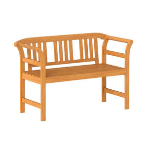 Suitable for 2 people with a 40" Ã— 17" seat and 800 lbs weight capacity<br>Natural and sturdy acacia wood for long-lasting reliability<br>Geometric backrest offers support and enhances sophistication<br>Comfortable armrests allow you to rest your arms fo