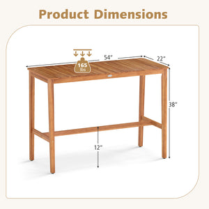 Generous 48" x 24" tabletop ideal for family gatherings<br>Crafted from high-quality acacia wood for durability<br>Reinforced with extra support bars for enhanced stability<br>Large tabletop accommodates multiple food and drinks<br>Boasts a natural  styli