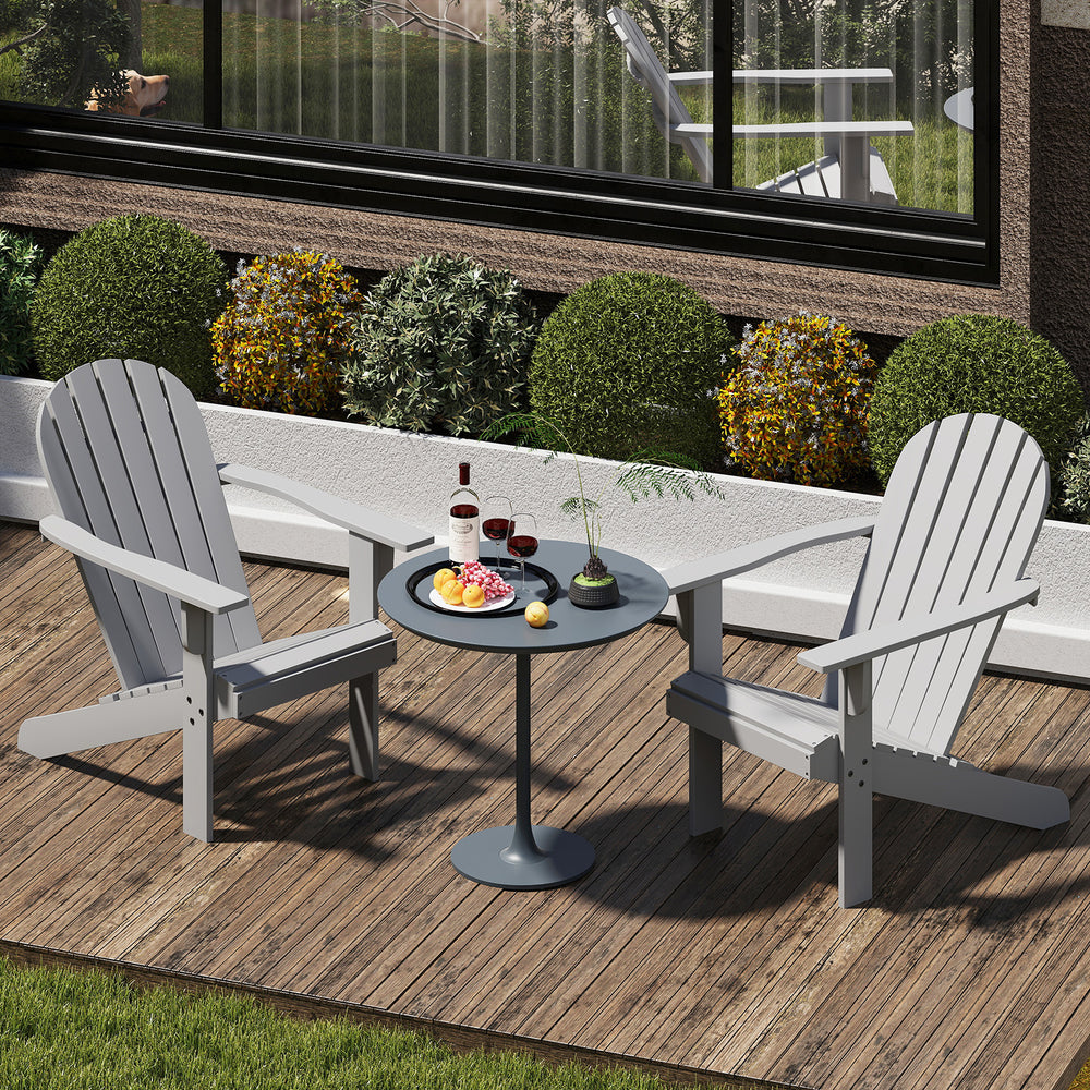 Made of high-quality acacia wood for long-time use<br>Ergonomic Adirondack chair with inclined seat and wide armrests<br>High backrest offers comfortable support<br>Crossbars and reinforced screw connection for high stability<br>Slatted design for more br
