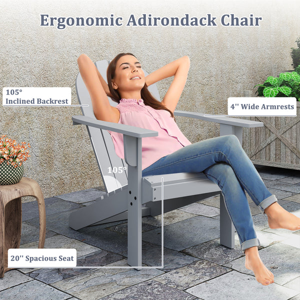 Made of high-quality acacia wood for long-time use<br>Ergonomic Adirondack chair with inclined seat and wide armrests<br>High backrest offers comfortable support<br>Crossbars and reinforced screw connection for high stability<br>Slatted design for more br