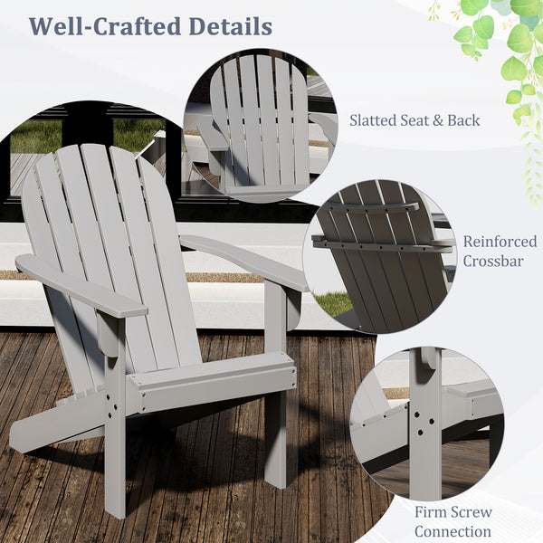 Made of high-quality acacia wood for long-time use<br>Ergonomic Adirondack chair with inclined seat and wide armrests<br>High backrest offers comfortable support<br>Crossbars and reinforced screw connection for high stability<br>Slatted design for more br