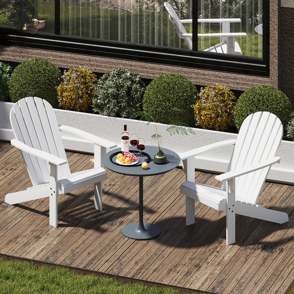 Made of high-quality acacia wood for long-time use<br>Ergonomic Adirondack chair with inclined seat and wide armrests<br>High backrest offers comfortable support<br>Crossbars and reinforced screw connection for high stability<br>Slatted design for more br