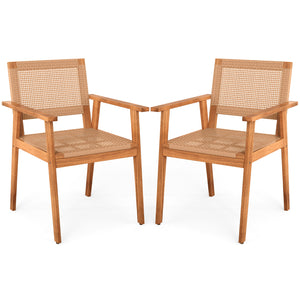 High-quality PE rattan for long-term durability and elegance<br>Built for added stability with a premium acacia wood frame<br>Inclined backrest contours to the natural curve of your spine<br>Comfortable armrests provide excellent support for your arms<br>