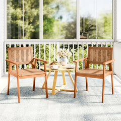 High-quality PE rattan for long-term durability and elegance<br>Built for added stability with a premium acacia wood frame<br>Inclined backrest contours to the natural curve of your spine<br>Comfortable armrests provide excellent support for your arms<br>