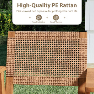 High-quality PE rattan for long-term durability and elegance<br>Built for added stability with a premium acacia wood frame<br>Inclined backrest contours to the natural curve of your spine<br>Comfortable armrests provide excellent support for your arms<br>