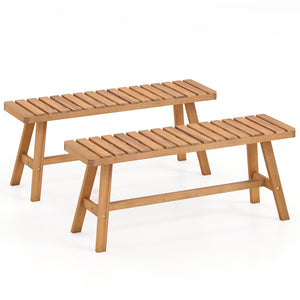 Support up to 800 lbs with solid acacia wood Reinforced crossbars for extra stability Ensure safe and smooth touch with splinter-free surface 42" x 12" seat fits 2 people to enjoy outdoor leisure time Make it safe to use thanks to the rounded corners Make