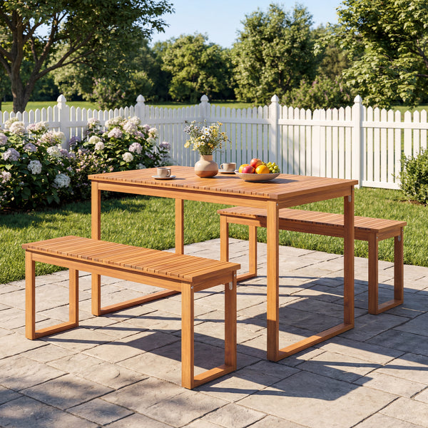 Support up to 800 lbs with solid acacia wood Reinforced crossbars and metal corner braces for extra stability Ensure safe and smooth touch with splinter-free surface 43.5" x 12.5" seat fits 2 people to enjoy outdoor leisure time Make you feel breathable w