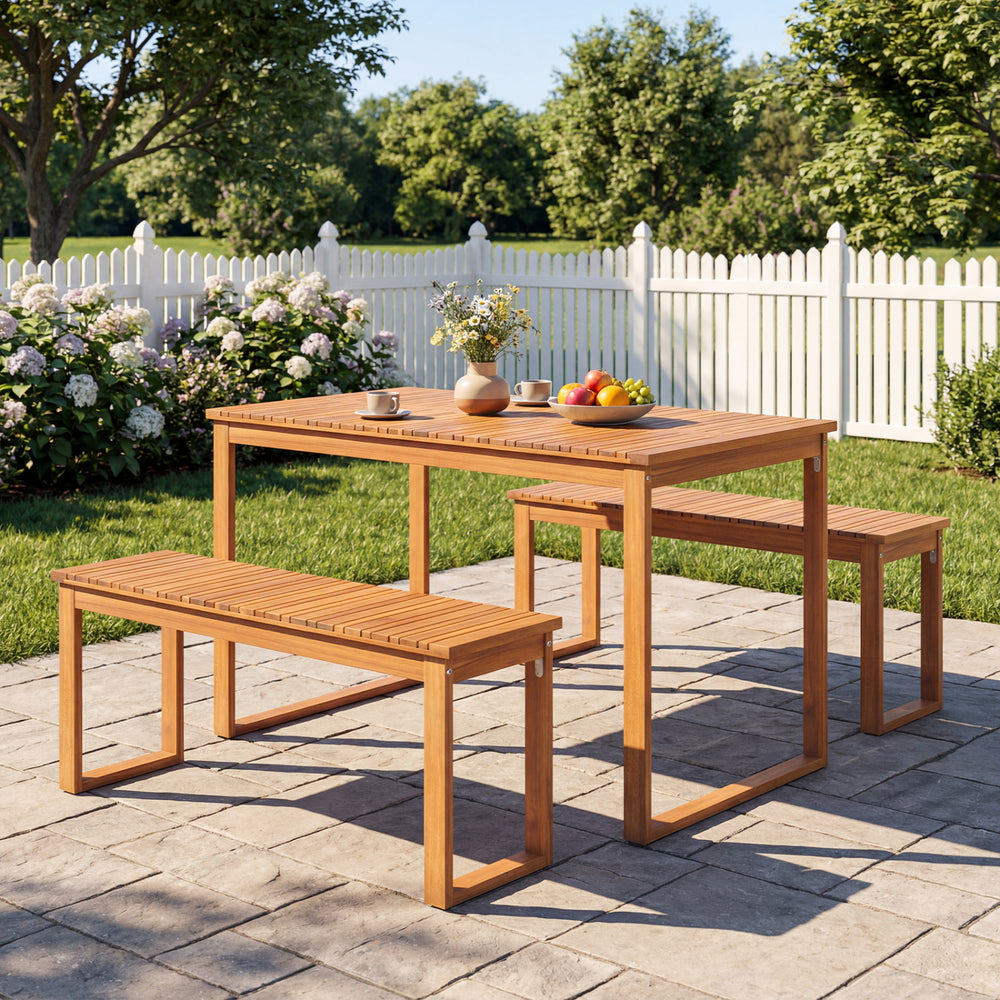 Support up to 800 lbs with solid acacia wood Reinforced crossbars and metal corner braces for extra stability Ensure safe and smooth touch with splinter-free surface 43.5" x 12.5" seat fits 2 people to enjoy outdoor leisure time Make you feel breathable w