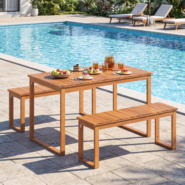 Support up to 800 lbs with solid acacia wood Reinforced crossbars and metal corner braces for extra stability Ensure safe and smooth touch with splinter-free surface 43.5" x 12.5" seat fits 2 people to enjoy outdoor leisure time Make you feel breathable w