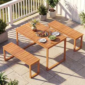 Support up to 800 lbs with solid acacia wood Reinforced crossbars and metal corner braces for extra stability Ensure safe and smooth touch with splinter-free surface 43.5" x 12.5" seat fits 2 people to enjoy outdoor leisure time Make you feel breathable w
