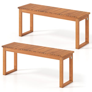 Support up to 800 lbs with solid acacia wood Reinforced crossbars and metal corner braces for extra stability Ensure safe and smooth touch with splinter-free surface 43.5" x 12.5" seat fits 2 people to enjoy outdoor leisure time Make you feel breathable w