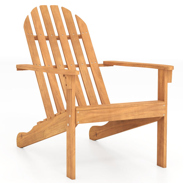 Made of durable acacia wood and galvanized screws  the Adirondack chair has solid structure and large weigh capacity for outdoor using. Â  In addition to durability  this chair is also very comfortable. Combine ergonomic design with wood slat style  it is