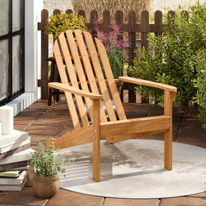 Made of durable acacia wood and galvanized screws  the Adirondack chair has solid structure and large weigh capacity for outdoor using. Â  In addition to durability  this chair is also very comfortable. Combine ergonomic design with wood slat style  it is