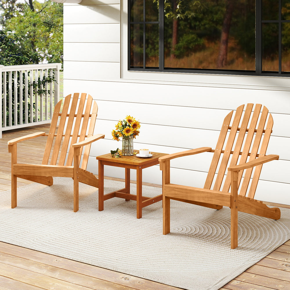 Made of durable acacia wood and galvanized screws  the Adirondack chair has solid structure and large weigh capacity for outdoor using. Â  In addition to durability  this chair is also very comfortable. Combine ergonomic design with wood slat style  it is