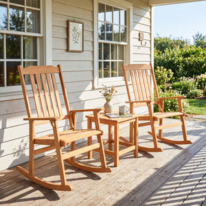 Acacia wood combines lasting strength with natural appeal<br>Soothing rocking enhances your outdoor relaxation moments<br>Perfect option for your reading  sunbathing or relaxing outdoors<br>Stable construction supports up to 400 lbs reliably<br>Slatted hi