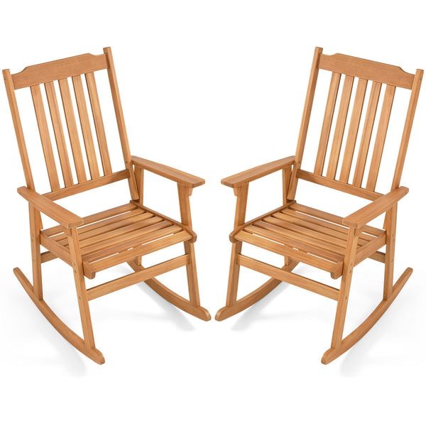 Acacia wood combines lasting strength with natural appeal<br>Soothing rocking enhances your outdoor relaxation moments<br>Perfect option for your reading  sunbathing or relaxing outdoors<br>Stable construction supports up to 400 lbs reliably<br>Slatted hi