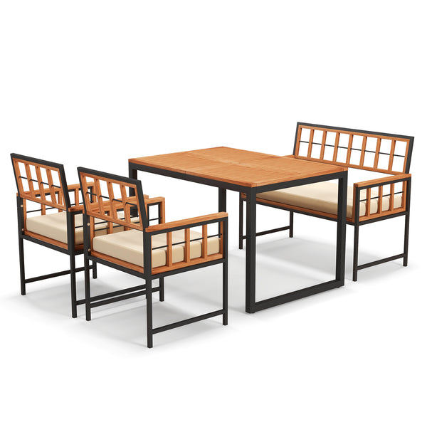 Add a touch of elegance to your outdoor space with rustic acacia wood<br>Bring smooth touch thanks to the burr-free surface<br>Sturdy metal construction for strong stability<br>1.96" umbrella hole for most standard patio umbrellas (not included)<br>Make y