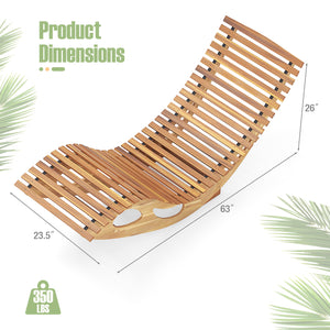Made of high-quality acacia wood for long-lasting use<br>Bottom crossbar for higher stability<br>Gentle rocking motion with safe bottom stopper<br>Slatted design offers breathable seat and avoids water accumulation<br>Ergonomic curved seat brings you opti
