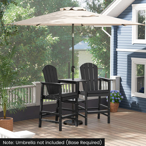 Made from weatherproof HDPE for long-lasting quality<br>Fade and crack resistant with low maintenance needs<br>Built-in 2-tier storage tray for your books  snacks and drinks<br>1.8" umbrella holes for adding a refreshing shade<br>Comfy to sit on with its 