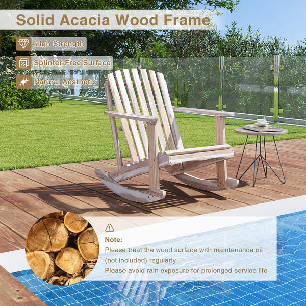 Solid acacia wood frame provides strong and long-lasting support<br>Ergonomic 100Â° high fanned back offers comfortable posture<br>Spacious slatted seat with wide armrests enhances outdoor sitting comfort<br>Smooth  splinter-free surface ideal for DIY pai