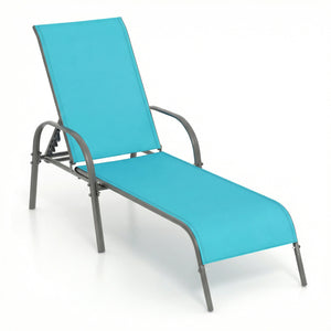 Don't leave the lounge chairs outside in rainy days for prolonging its' using life Made of Sun-proof and breathable fabric for long-lasting use  Powder-coated steel frame provides sturdy support Thick legs and anti-slip pads provide extra stability 5 adju