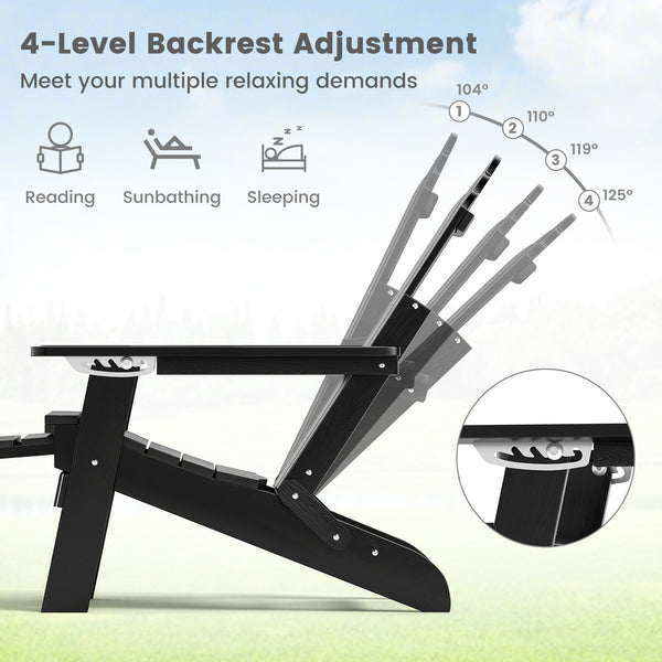 4-position backrest meets your multiple relaxing demands<br>Made of high-quality HIPS which is weatherproof<br>Stainless steel screws for longer service life and stronger structure<br>Ergonomic seat with wide armrests and footrest for more comfort<br>Rota