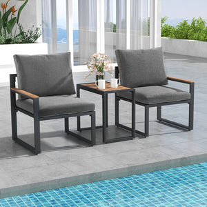 Sturdy frame made of aluminum for high-strength support <br>Adjustable footpads highly improve the stability <br>WPC tabletop and armrests for long-lasting service life <br>Equipped with thickened cushions covered with Olefin fabric <br>Smooth zippers mak