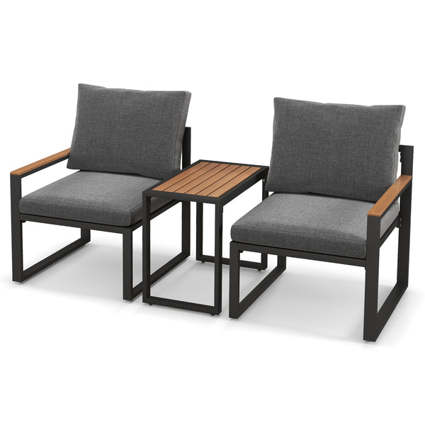 Sturdy frame made of aluminum for high-strength support <br>Adjustable footpads highly improve the stability <br>WPC tabletop and armrests for long-lasting service life <br>Equipped with thickened cushions covered with Olefin fabric <br>Smooth zippers mak