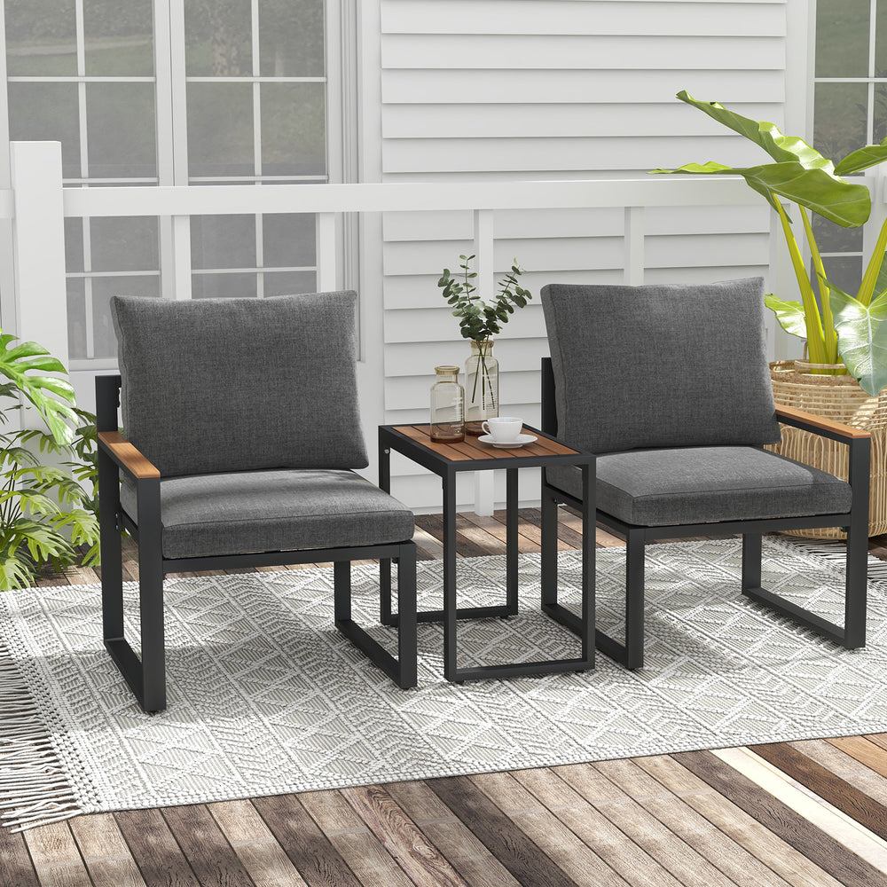 Sturdy frame made of aluminum for high-strength support <br>Adjustable footpads highly improve the stability <br>WPC tabletop and armrests for long-lasting service life <br>Equipped with thickened cushions covered with Olefin fabric <br>Smooth zippers mak