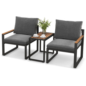 Sturdy frame made of aluminum for high-strength support <br>Adjustable footpads highly improve the stability <br>WPC tabletop and armrests for long-lasting service life <br>Equipped with thickened cushions covered with Olefin fabric <br>Smooth zippers mak