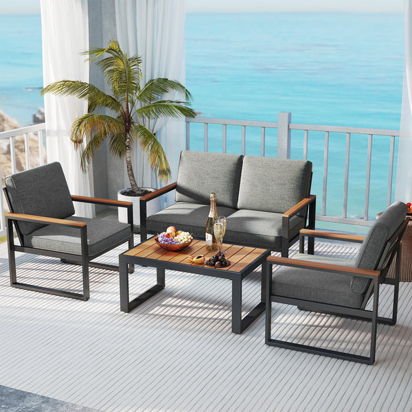 Supported by aluminum frame which is anti-rust  lightweight and sturdy<br>Each armchair can withstand 400 lbs  and the loveseat loads up to 800 lbs<br>Adjustable footpads for higher stability<br>Comfortable to sit with inclined backrest and thickened cush