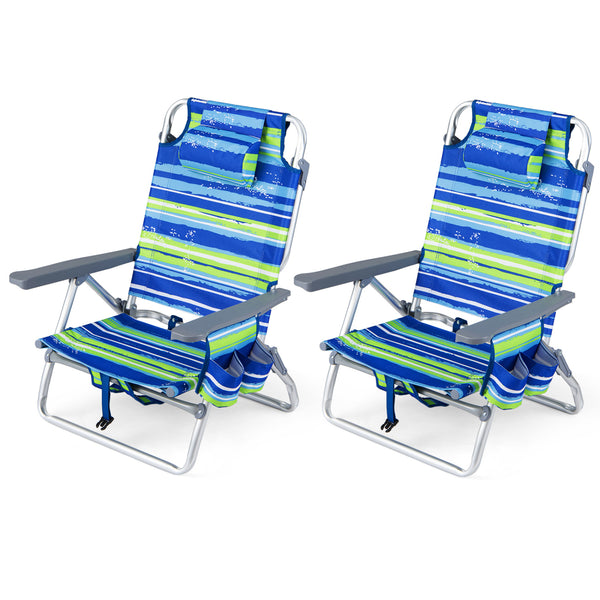 5 adjustable backrest positions for personalized comfort<br>Easy armrest lift mechanism for quick reclining changes<br>Side cup holder and mesh pocket keep essentials handy<br>Zippered insulated cooler bag maintains drinks cold longer<br>Dual-purpose supp