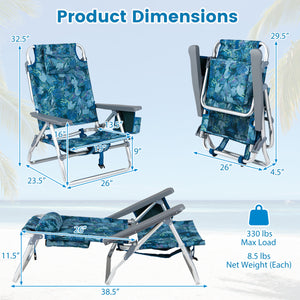 5 adjustable backrest positions for personalized comfort<br>Easy armrest lift mechanism for quick reclining changes<br>Side cup holder and mesh pocket keep essentials handy<br>Zippered insulated cooler bag maintains drinks cold longer<br>Dual-purpose supp